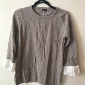 Vila Milano taupe sweater, chiffon pleated cuffs
